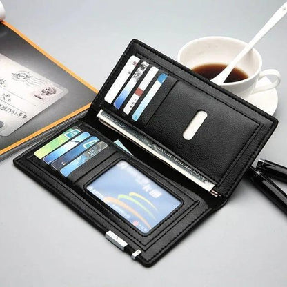Branded Leather Long Card Wallet for Men - Slim Wallet