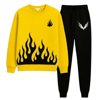 2 Pcs Men's Fleece Printed Sweatshirt Track Suit