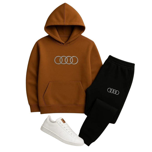 Contrast Copper Audi Printed Hooded Tracksuit for Men