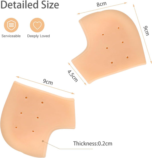 2 Pairs Silicone Heel Cups Blister Prevention Heel Sleeves Gel Guard for Women and Men Heel Pain Relief (Flesh Colored, One Size)